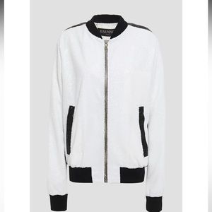 Balmain Sequins Bomber Jacket Black & White sz 34 / XS